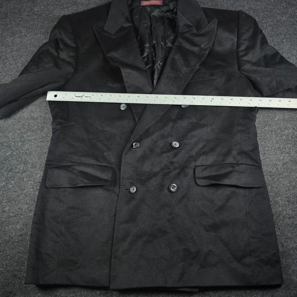 Nordstrom Loro Piana Men's Black Cashmere Double Breasted Blazer Coat Size 43R